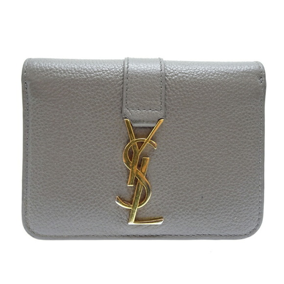 YVES SAINT LAURENT Gray Leather Wallet - Picture 1 of 10